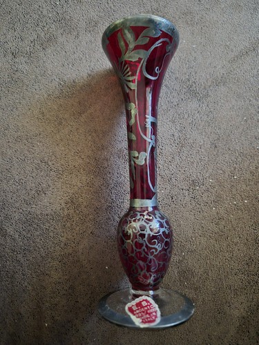 Vase mit 925er - silber, malerei