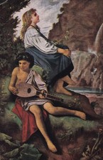 Künstler Postkarte - Anselm Feuerbach "Idylle aus Tivoli" (63)