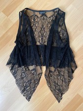 schöne, zarte TOPSHOP Spitzen Weste Gr. EUR 36 in Schwarz vorne länger