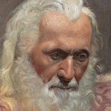 Männerporträt Kopfstudie Bärtiger Mann unsigniert Ömalerei auf Papier Pappe