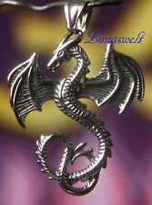 Drachen Dragon Amulett  Kette Edelstahl mit Band