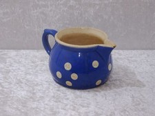 Antiker Schmidt Mühlberg Keramik Milchkrug Weiße Punkte Landhaus-Design - 8 cm