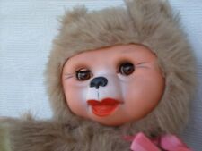 Kult Plüschtier Schlafaugen Gummigesicht 45 cm  60/70 Jahre guter Zustand