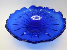 schwere Kristall Glas Schale Sockel Obstschale royal blau Sommerso Ø29,5cm