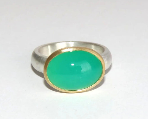 Chrysopras ring aus silber - chrysopras, /