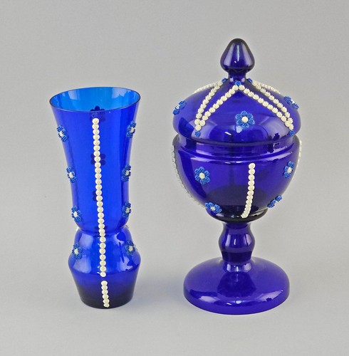 Vase und deckeldose kobaltblau - deckeldose,