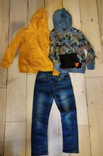 Kleiderpaket 3 Teile Jeans Kapuzenpullover Hoodie 134 Jungen Gelb Mickey Mouse