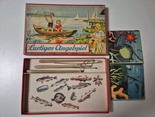 Lustiges Angelspiel 1950er Holzspiel unvollständig mit OVP und Anleitung