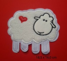 XL Applikation, Aufnäher, Flicken, Patch, Aufbügler - SCHAF/SHEEP/HERZ plüschig