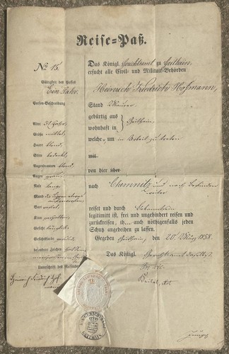 Reisepaß königreich sachsen - reisepaß,