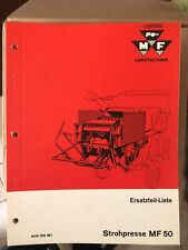 Massey Ferguson Ersatzteilliste MF 50 Strohpresse Original Unbenutzt Lagerspur.