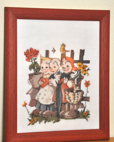 Handgesticktes hummelbild - handgesticktes,