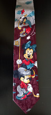 DISNEY Krawatte, 10 cm, Mickey & Minnie Mouse m. Goofy, 100% Seide,sehrgeflegt 