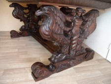 Renaissance Schreibtisch Prunk Tisch Dresden Figürlich geschnitzt Adler Nr. 358