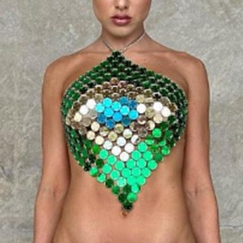 Pailletten crop top glitzer - glitzer, bh