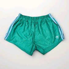ADIDAS Beckenbauer Glanz Nylon Shorts D7 Sprinter Sport Vintage grün Fußball Gym