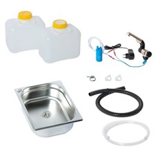 230V Camping Spüle Bausatz Waschbecken Wohnmobil 325x265x100  2x Kanister T5 T6