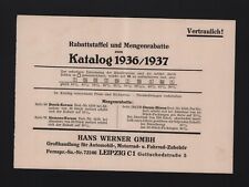 LEIPZIG, Prospekt 1936, Hans Werner GmbH Automobil-Motorrad-Fahrrad-Zubehör-Gros