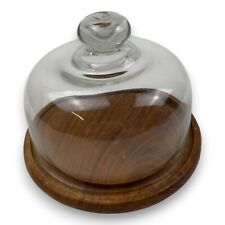 Vintage Glasglocke mit Holzuntersetzer, dekorative Küchenaufbewahrung