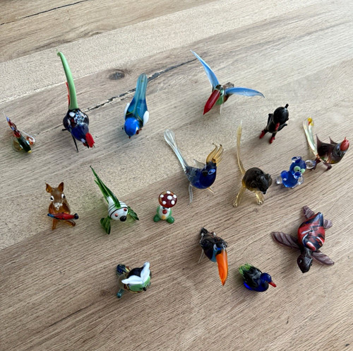 16x vintage glasfiguren - 16x,
