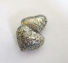 2  Indische oxidierte Silber  Beads - altsilber Look Herz 2,7 cm