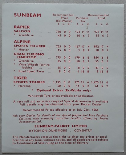 Sunbeam range preisliste - sunbeam,