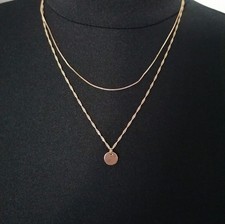 2 reihige Kette goldfarben Herz Kreis Ungetragen