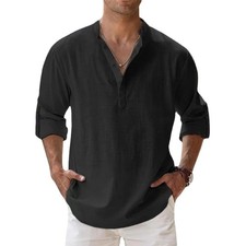 Herren Leinenhemd Henley