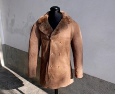 Herren Lammfell shaffelmantel leder shearling vintage Größe XL
