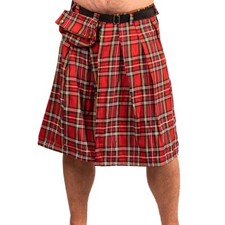 Schottenrock Kilt mit Sporran - Tartan Rot