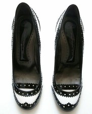 Fornarina Budapester Lochmuster Pumps Damen 36 schwarz weiß Hochzeit Trachten 