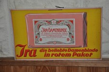 Altes Reklameschild 30/40er Jahre,Ira-Damenbinde,Deutsches Reichspatent,Leipzig
