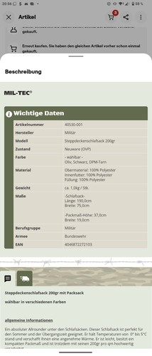 Schlafsack 200gr neu - bw,
