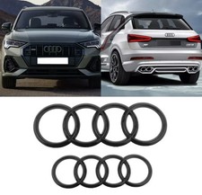 2x Audi glänzend schwarz vorne hinten Ringe Emblem Grill 285mm + 216mm Q3 Q5 Q7
