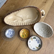 Antike Schale / Backform / Teller / Untersetzer - Porzellan Ton - Korb