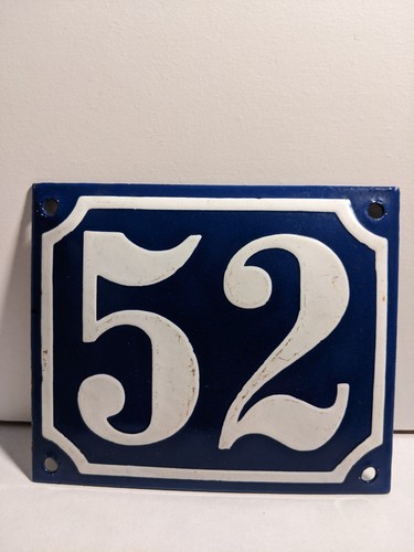Antike emaille hausnummer - hausnummer, 52