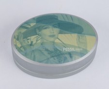 Fossil Metalldose / Schmuckdose oval mit Inlay - Vintage