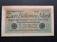Zwei 2 Billionen Mark 1923