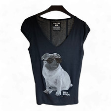 HAUPTSTADTROCKER-Look 54 Damen Shirt Bulldogge schwarz Gr. L