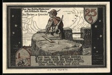 Notgeld Gransee, 25 Pfennig, Stadtansicht und Soldat auf Wachposten, 1921 