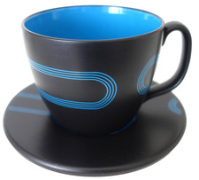 2 stilvolle Jumbotassen mit Untertasse / Kaffeetasse Teetasse IKEA Sorla 10866