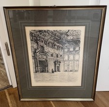 Goldener Saal im Rathaus Lithographie Ernst Liebermann 1869-1960 Rahmen antik