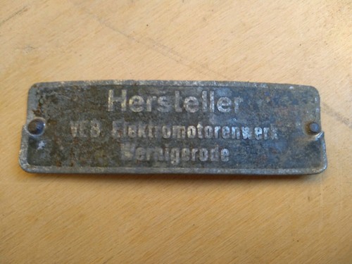 Schild veb elektromotorenwerk - schild,