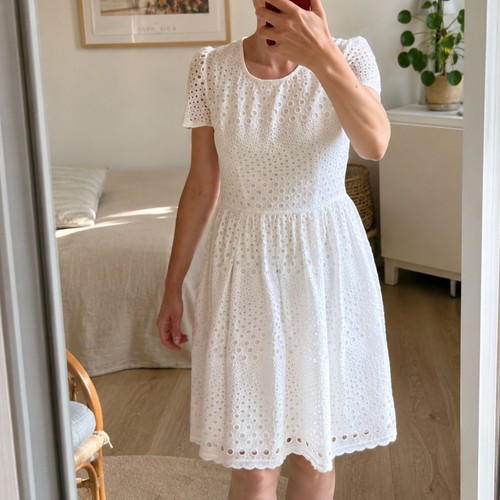 Weißes baumwollkleid - weißes,