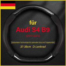 D-förmiger Lenkradbezug rutschfest schwarz für Audi S4 B9 (2017-2023) 37-38cm 