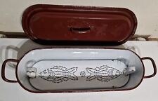 Uralter großer Emaille Fischtopf Bräter Garer Topf Email