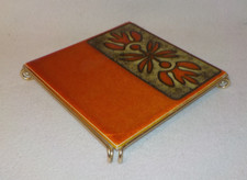 Vintage Topf - Untersetzer Fliese / Kachel Orange 50er-60er Jahre Untersetzer ++