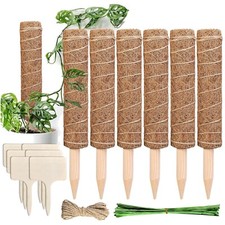 Kokos Moosstab, Pflanzenstütze, Kletterhilfe, Monstera Rankhilfe, 6 Stück