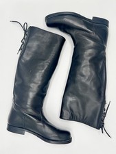 Schwarze Leder Damen Kniehohe