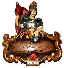 Haussegen   Hl. Florian   mit  Segensspruch   handcoloriert   30 x 32 cm